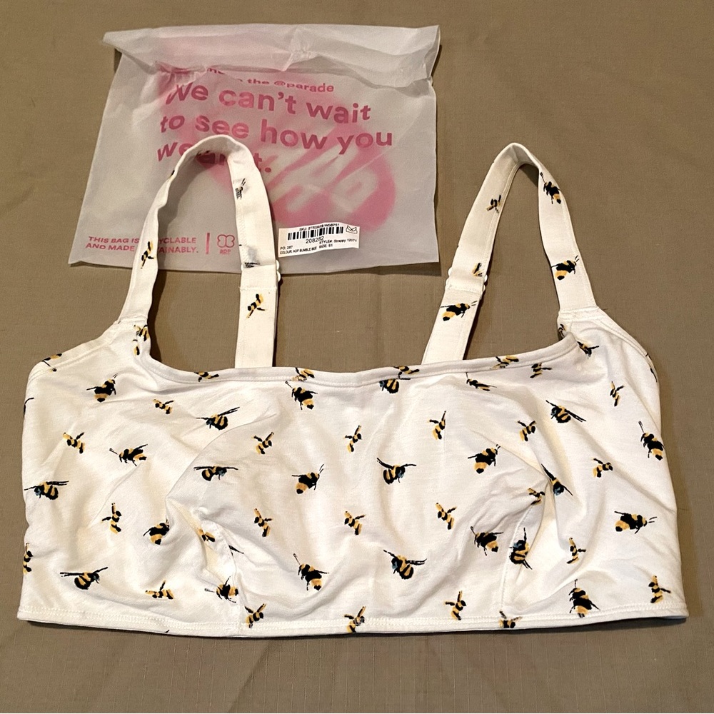 NWT Parade Vintage Soft Scoop Bralette with Bee Print Size 1+ (34DD)